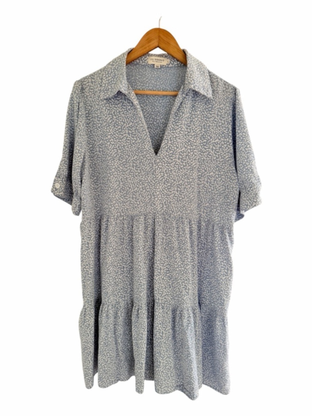 Lili Sidonio Molly Bracken Blue Tiered Mini Dress Large Cottagecore